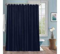 Solid Color Shower Curtain with 12 Hooks Dark Blue Waterproof Fabric Shower Curtains Sets for Bathroom Bath Decorations, Machine Washable, 66"x72"