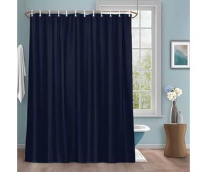 Solid Color Shower Curtain with 12 Hooks Dark Blue Waterproof Fabric Shower Curtains Sets for Bathroom Bath Decorations, Machine Washable, 66"x72"
