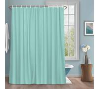 Solid Color Shower Curtain with 12 Hooks Light Cyan Waterproof Fabric Shower Curtains Sets for Bathroom Bath Decorations, Machine Washable, 66"x72"
