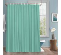 Solid Color Shower Curtain with 12 Hooks Medium Aqua Marine Waterproof Fabric Shower Curtains Sets for Bathroom Bath Decorations, Machine Washable, 66"x72"