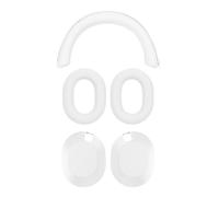 Solid Color Silicone Protection Set for Sony WH1000XM6 Headphones - Ear Cup Covers, Headband Cover & Shell Cover, Available in Black/Red/Navy Blue/Beige/White (White)