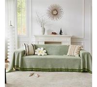 Solid Color Sofa Cover for 1/2/3/4 Seater, Universal Pet Protector & Slipcover, Scratch-Resistant Couch, Multi-Purpose Soft Throw for Cats & Dogs (180x380cm, Green)