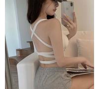 Solid Color Sports Vest for Women Cross Back Design | Soft polyester fabric, breathable design, suitable for spring to winter, for leisure style
