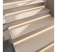 Solid Color Stair Mat Non-Slip Inner Stair Mat for Wooden Steps Step Protection Step Carpet Suitable for Elderly and Dogs Indoors for Safety and Grip (Off-white,5PCS)
