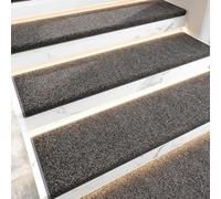 Solid Color Stair Mat Non-Slip Inner Stair Mat for Wooden Steps Step Protection Step Carpet Suitable for Elderly and Dogs Indoors for Safety and Grip (Grey,7PCS)