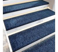 Solid Color Stair Mat Non-Slip Inner Stair Mat for Wooden Steps Step Protection Step Carpet Suitable for Elderly and Dogs Indoors for Safety and Grip (Royal Blue,15PCS)