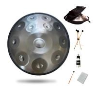 Solid Color Steel Tongue Drum, Hand Forged, Multi-Color Optional, 9 Tone 10 Tone 11 Tone 12 Tone, 22 Inch Alloy Drum Body, Deep Quenching, Within ±5 Tone. Yoga Meditation,Silver,12 Tone