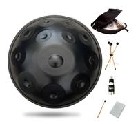 Solid Color Steel Tongue Drum, Hand Forged, Multi-Color Optional, 9 Tone 10 Tone 11 Tone 12 Tone, 22 Inch Alloy Drum Body, Deep Quenching, Within ±5 Tone. Yoga Meditation,Black,12 Tone