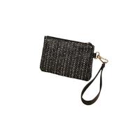 Solid Color Straw Bag Fashion Ladies Wristlet Wallet Portable Coin Purse Holder Bag Lipstick Bag(A3)