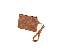 Solid Color Straw Bag Fashion Ladies Wristlet Wallet Portable Coin Purse Holder Bag Lipstick Bag(A4)