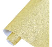 Solid Color Superfine Glitter Faux Leather Rolls 12"X53"(30cmX135cm), Shiny Faux Fabric Canvas Perfect for Craft Handmade DIY Leather Earrings, Bows,Sewing (Golden.)