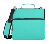 Solid Color Turquoise Pure Plain 3 Rings 1.5 inch Zip Up Binder with Shoulder Strap Waterproof Documents Files Storage Bag Suitable for Middle School