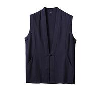 Solid Color Undershirt Undershirt Cardigan Sleeveless T Shirt Shirt Men'S Sports Tops Zip up (Navy, XXL)