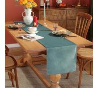 Solid Color Velvet Table Runner - Reversible Modern Rectangle Runner, Farmhouse Table Decor for Festival/Party/Dinner, Christmas Table Centrepiece (Turquoise, 33x200cm)