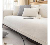 Solid-Color Washable Waterproof Non-Slip Sofa Cover, 1-4 Seater L/Combination Cover Suitable for Living Room white 110 * 210cm