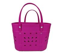 Solid Color Waterproof Beach Tote Bag, Large Eva Portable Handheld Storage Basket, Multi-purpose Washable Carry Bag For Shopping Picnic Pool Gym Travel Daily magenta 46×24×32 cm / 18.11×9.45×12.60 in