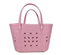 Solid Color Waterproof Beach Tote Bag, Large Eva Portable Handheld Storage Basket, Multi-purpose Washable Carry Bag For Shopping Picnic Pool Gym Travel Daily pink 46×24×32 cm / 18.11×9.45×12.60 in