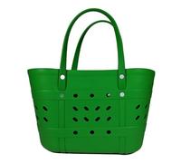 Solid Color Waterproof Beach Tote Bag, Large Eva Portable Handheld Storage Basket, Multi-purpose Washable Carry Bag For Shopping Picnic Pool Gym Travel Daily green 46×24×32 cm / 18.11×9.45×12.60 in
