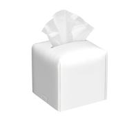 Solid color white Print Leather Tissue Box Cover - Foldable Organizer for Bathroom, Living Room, Office, Car - Easy Storage