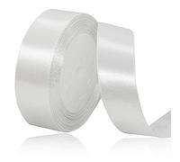 Solid Color White Satin Ribbon, 3/4 Inches x 25 Yards Fabric Satin Ribbon for Gift Wrapping, Crafts, Hair Bows Making, Wreath, Wedding Party Decoration and Other Sewing Projects