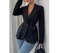 Solid Color Women for blazer Regular Length Work Suit Solid Color | for slim fit design, solid color pattern, A-line , professional office look, autumn winter wear