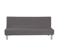 Solid Colour Armless Sofa Bed Cover Polyester Spandex Stretch Futon Slipcover Protector 3 Seater Elastic Full Folding Couch Sofa Cover fits Folding Sofa Bed without Armrests 80" x 50" in (Grey)