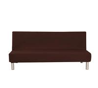 Solid Colour Armless Sofa Bed Cover Polyester Spandex Stretch Futon Slipcover Protector 3 Seater Elastic Full Folding Couch Sofa Cover fits Folding Sofa Bed without Armrests 80" x 50" in (Coffee)