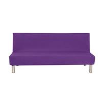 Solid Colour Armless Sofa Bed Cover Polyester Spandex Stretch Futon Slipcover Protector 3 Seater Elastic Full Folding Couch Sofa Cover fits Folding Sofa Bed without Armrests 80" x 50" in (Purple)