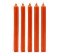 Solid Colour Dinner Candles, Pack of 5 Handmade Candles 20cm x 2cm Rustic Look Bistro Style Taper Candles (Rustic Orange)