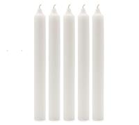 Solid Colour Dinner Candles, Pack of 5 Handmade Candles 20cm x 2cm Rustic Look Bistro Style Taper Candles (Rustic White)