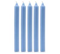 Solid Colour Dinner Candles, Pack of 5 Handmade Candles 20cm x 2cm Rustic Look Bistro Style Taper Candles (Rustic Sea Blue)