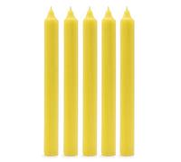 Solid Colour Dinner Candles, Pack of 5 Handmade Candles 20cm x 2cm Rustic Look Bistro Style Taper Candles (Rustic Lemon)