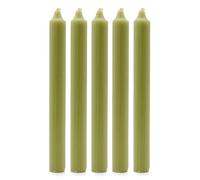 Solid Colour Dinner Candles, Pack of 5 Handmade Candles 20cm x 2cm Rustic Look Bistro Style Taper Candles (Rustic Olive)
