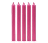 Solid Colour Dinner Candles, Pack of 5 Handmade Candles 20cm x 2cm Rustic Look Bistro Style Taper Candles (Rustic Deep Pink)