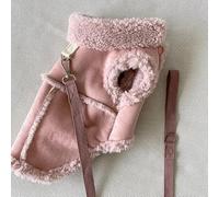 Solid Colour Dog Cotton Coat Pet Warm Winter Teddy Thickened Jacket Bichon Frise Pomeranian Tractable Split Button Shirt NO Rope(Pink,L)