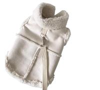 Solid Colour Dog Cotton Coat Pet Warm Winter Teddy Thickened Jacket Bichon Frise Pomeranian Tractable Split Button Shirt NO Rope(White,XL)