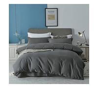Solid Colour Duvet Cover Set Matching Pillowcases, 1000TC Microfiber Quilt Comforter Encasement, Wrinkle & Stain Resistant Bedding, Easy Care, Machine Washable, Zipper Closure (Charcoal, Double)