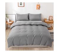 Solid Colour Duvet Cover Set Matching Pillowcases, 1000TC Microfiber Quilt Comforter Encasement, Wrinkle & Stain Resistant Bedding, Easy Care, Machine Washable, Zipper Closure (Grey, Single)