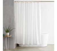 Solid Colour Fabric Shower Curtain Mould Resistant and Water Repellent, White, 180 x 180cm