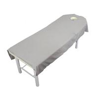 Solid Colour Polyester Beauty Salon Bed Sheet Cover Cozy Body SPA Lash Massage Table Cloth Sheets with Round Breath Hole(Gray,120x190cm Have Hole)