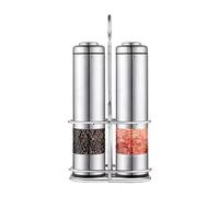 Solid Colour Simple Portable Electric Salt and Pepper Grinder Set (Two-Piece with Shelves)