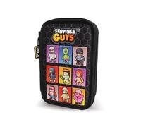 Solid Colour Stumble Guys Pencil Case 3 Zip Cards, Black, Casual