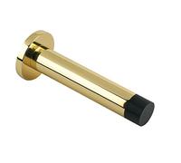 Solid Concealed Fix Wall Mounted Door Stop with Rose 80mm Projection ZAB09 (Longer Version) (Polished Brass)