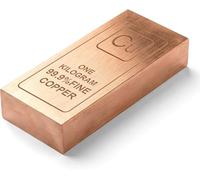 Solid Copper Bar 1 KG | 99.9% Pure Copper (Cu 999) | Decorative Collectible Ingot for Display, Crafts & Educational Use, Collectible Copper-Bar Gift for Desk, Office & Education Copper
