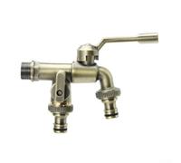 Solid Copper Dual Handle Outdoor Water Valve With Two Outlets For Irrigation And Laundry Hookup In Antique Red Bronze Style Design(Green bronze)