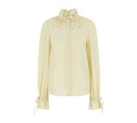 Solid Crepe De Shirt- female- Valentino Garavani- Blouses- Yellow- XS- Blouses & Shirts XS
