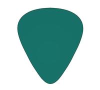 Solid dark green printed guitar picks, 12-piece set with thin, medium, and thick styles, comes with a storage case