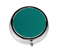 Solid Dark Green Round Pill boxï¼ŒPill Boxï¼Œ Portable On-The-Go Pocket Pharmacy,