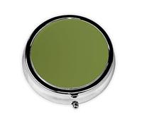 Solid Dark Green Round Pill boxï¼ŒPill Boxï¼Œ Portable On-The-Go Pocket Pharmacy,
