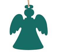 Solid dark green Wooden Angel Shape Christmas Decoration Set - Can be hung on Christmas trees and windows - 6-Piece Set